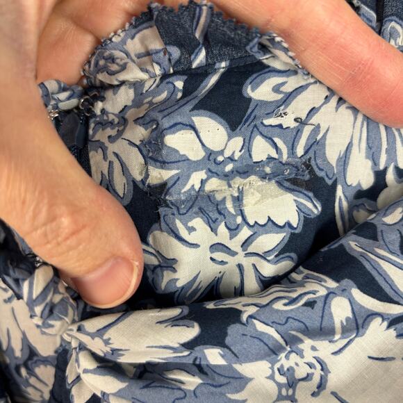 Polo Ralph Lauren Bloom Gathered Midi Dress Blue White Floral - NO TAGS ~ Large - Picture 12 of 12